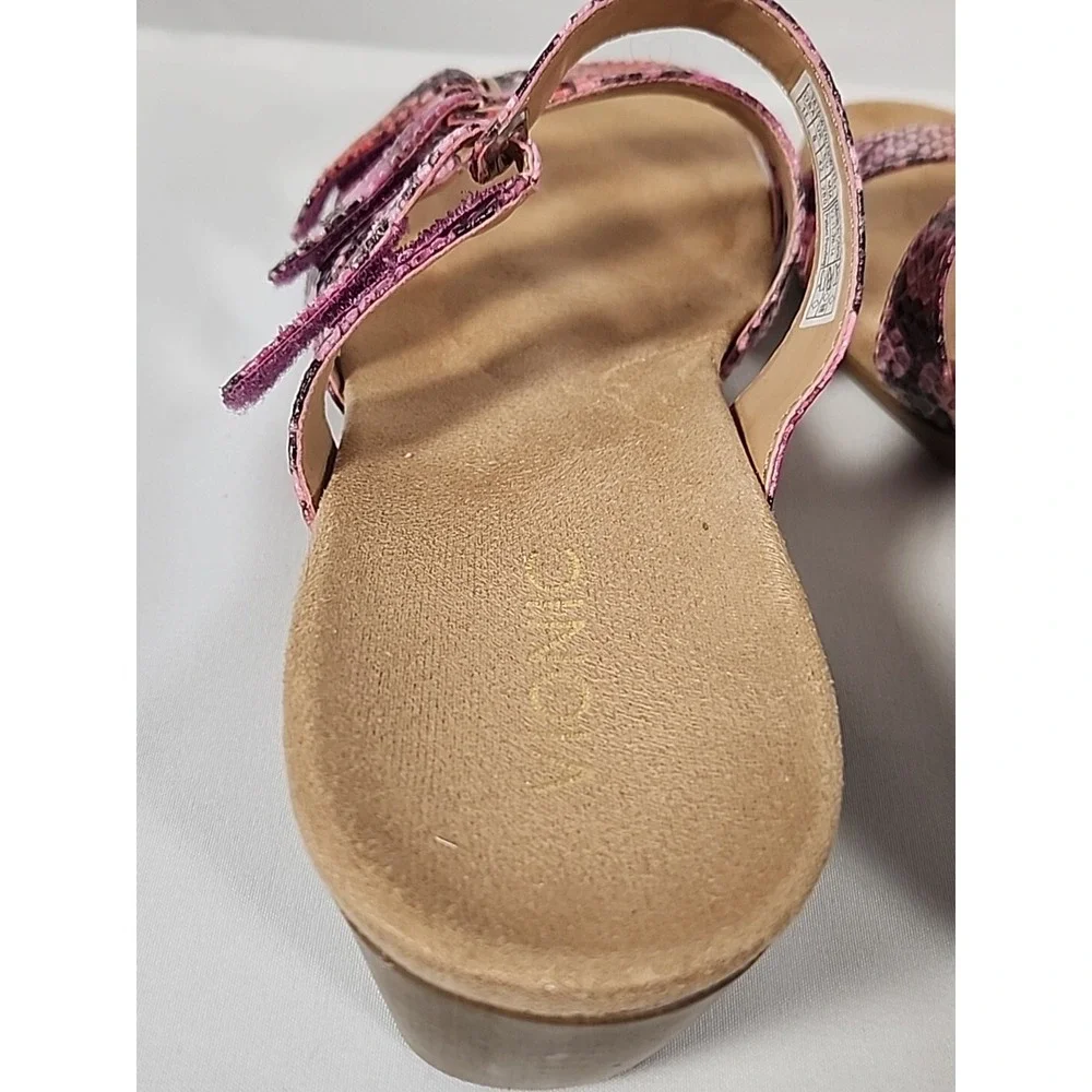 Vionic Dwyn Pink Snake Skin Print 3-strap‎ Wedge Sandals Women Size 11 381DWYN